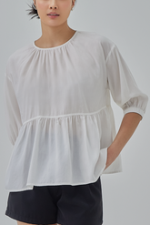 Hanah Boxy Peplum Top in White